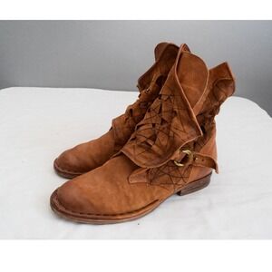 A.S. 98 Nellyn Ankle Boots 39 Tan Cutout Woven Buckle Women Artisan Boho Leather